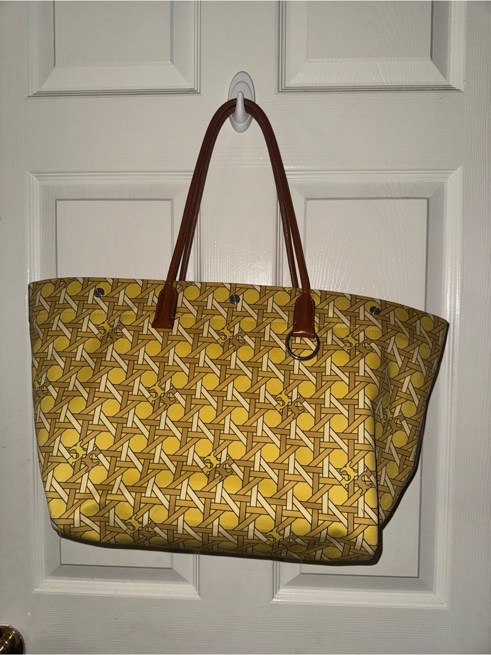 Tory Burch Saffron Basket Weave Canvas Tote | XL